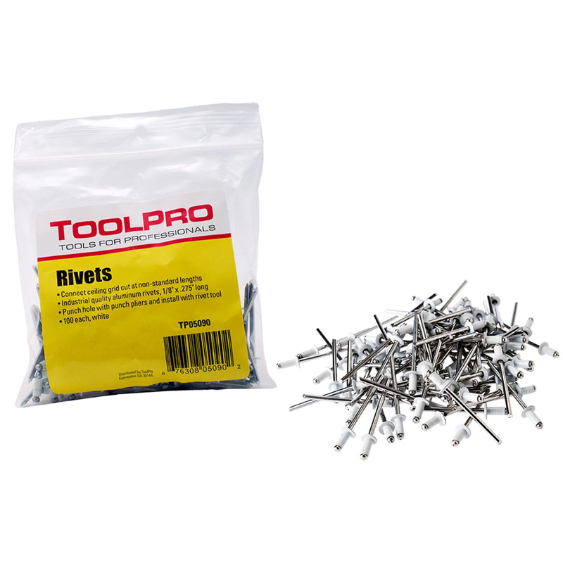 Pull Rivets, White, 1/8", 100-Pack